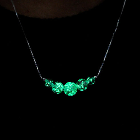 Lilas | Argent sterling .925 | Collier fermoir infini en verre luciole